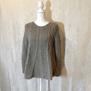 CO 100% CASHMERE GRAY CABLE KNIT Hand Knit by CO Sweater. BEAUTIFUL Gray taupe
